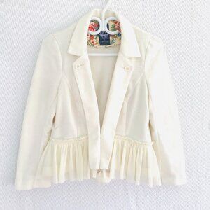 VTG Free People cream jacket women's 8 sheer peplum holiday bohemian hippie